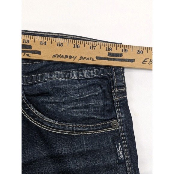 Silver Jeans Mens Zac 38x34 Straight Dark Wash Embroidery - Picture 9 of 11